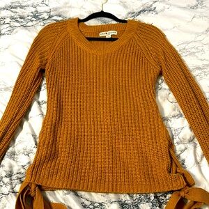 Knitted sweater, color mustard yellow